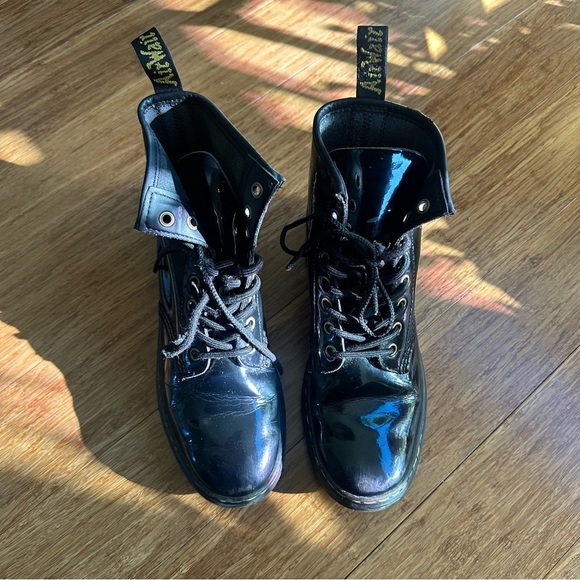 DR. MARTEN'S Women's Zavala Black Glossy Combat Boot - Picture 3 of 5